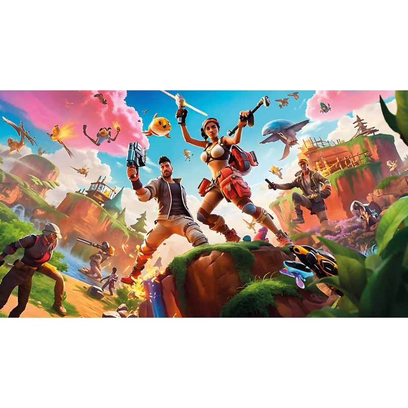 Tapete vinílico para quarto personagens de jogos de vídeo em ação - TenStickers