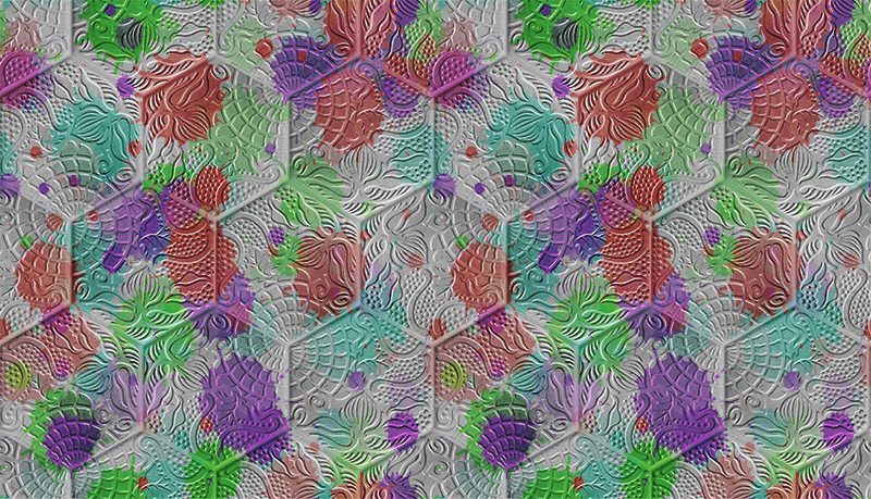 Tapete vinílico para sala de estar azulejos manchados de GaudíAzu - TenStickers