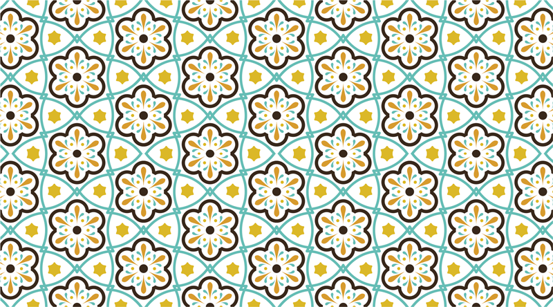Tapete vinílico azulejo padrão inspirado na flor - TenStickers