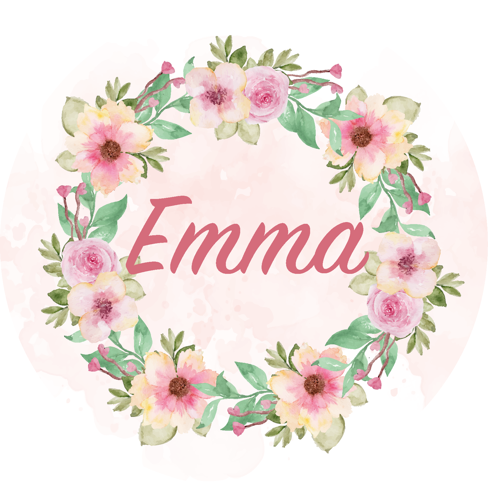 Tapete vinil com nome coroa de flores - TenStickers