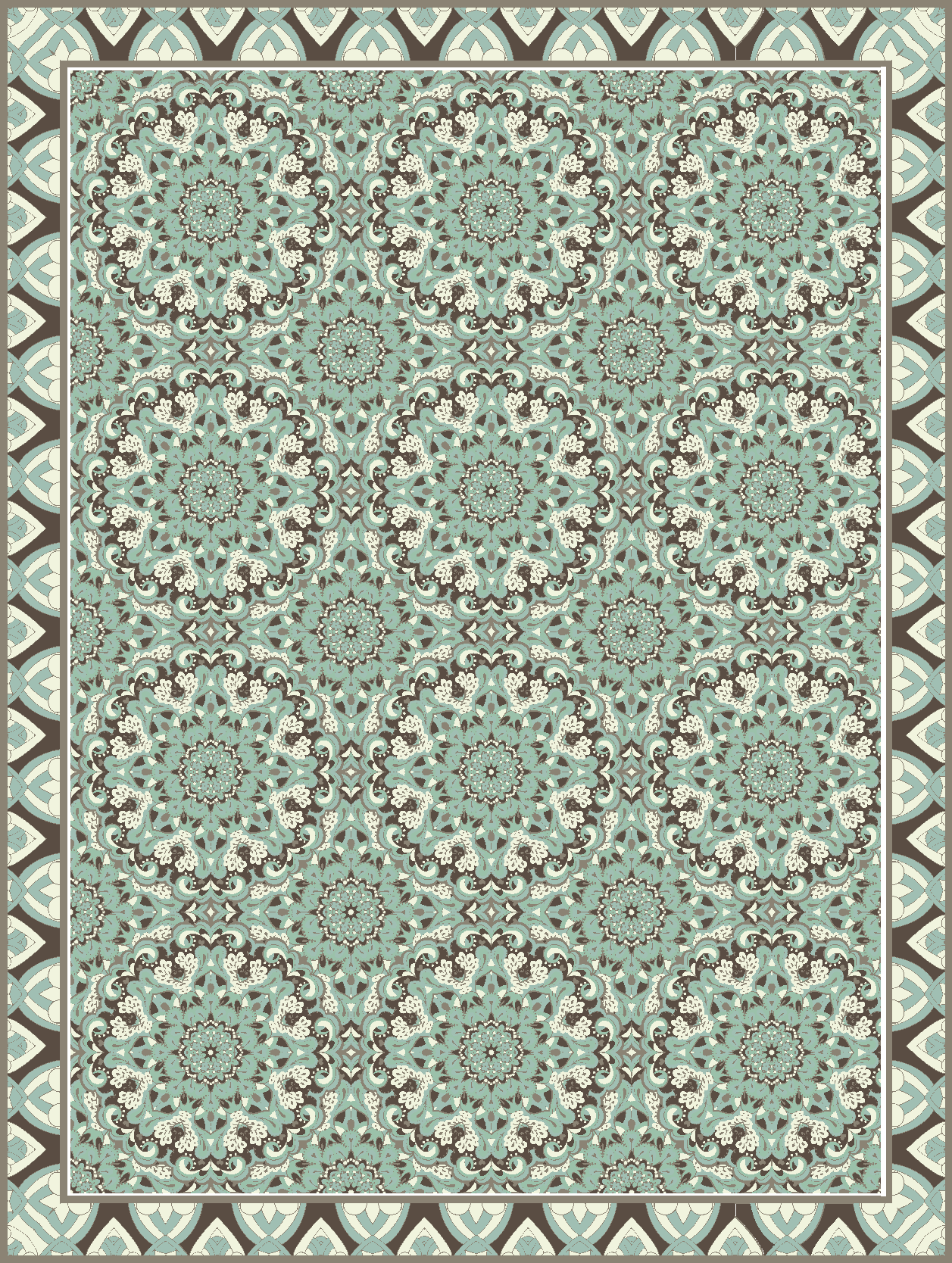 Tapete vinílico para sala de jantar padrão de azulejo floral - TenStickers