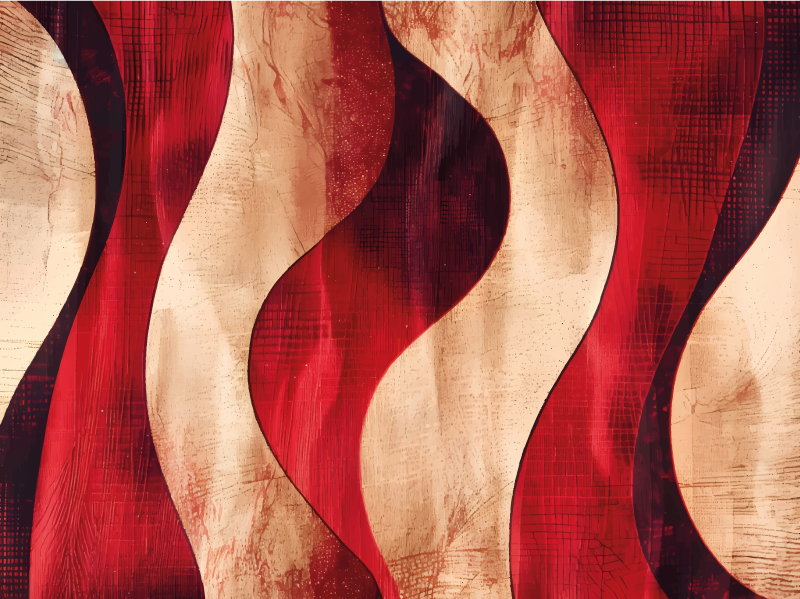 Tapete vinílico vermelho padrão de ondas modernas - TenStickers