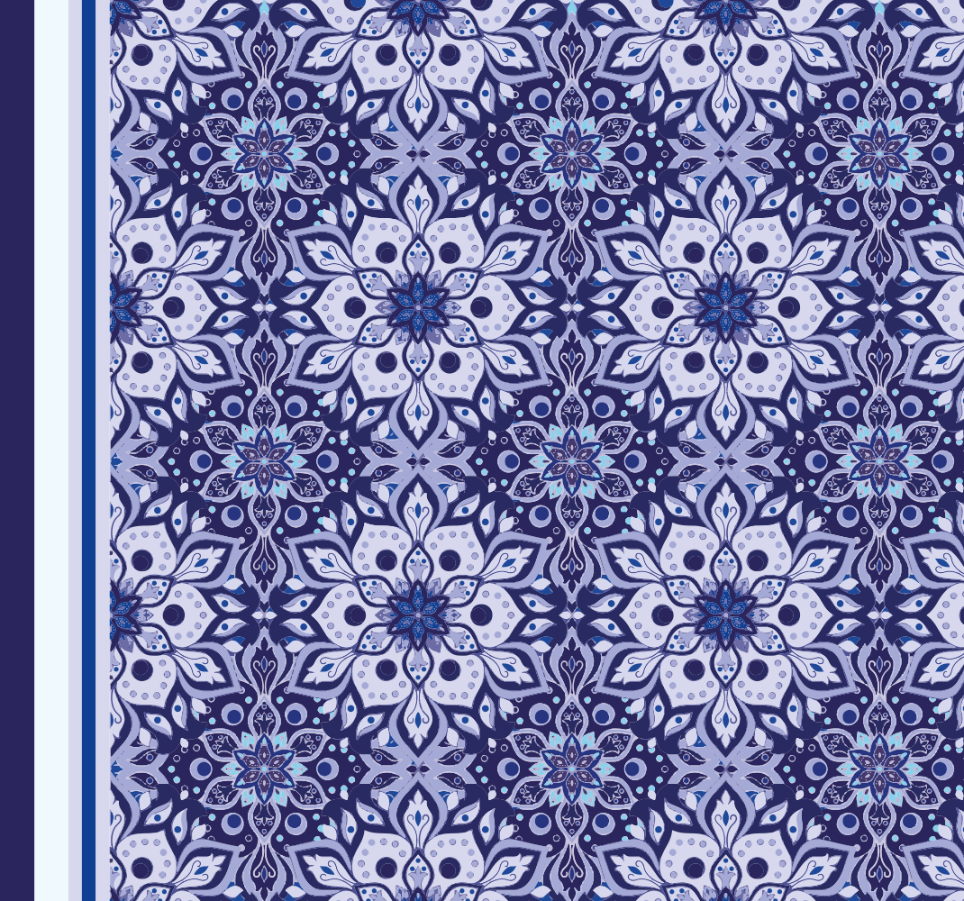 Tapete vinílico azul design floral vintage - TenStickers