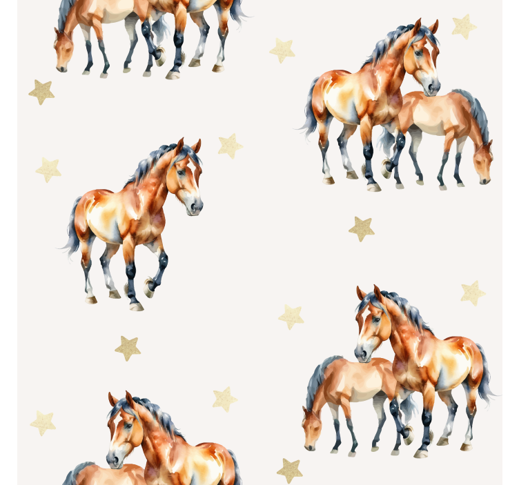 Papel de parede cavalos mãe e potro - TenStickers
