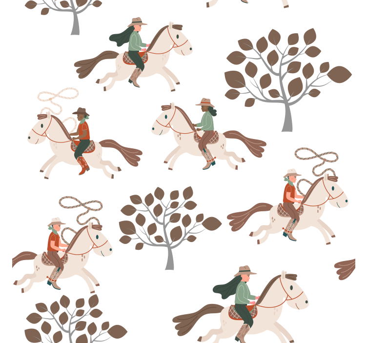 Papel de parede cavalos cavalgando na floresta - TenStickers