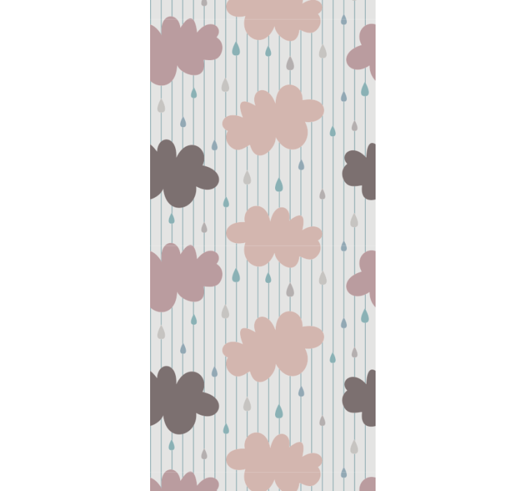 papel de parede infantil nuvens rosa chuvosas - TenStickers