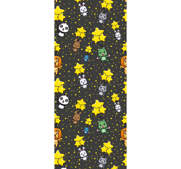 Papel de parede quarto de bebé com animais e estrelas - TenStickers