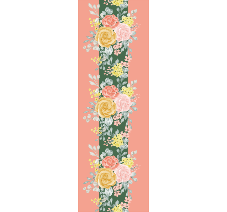 papel de parede flores rosas e folhagens - TenStickers