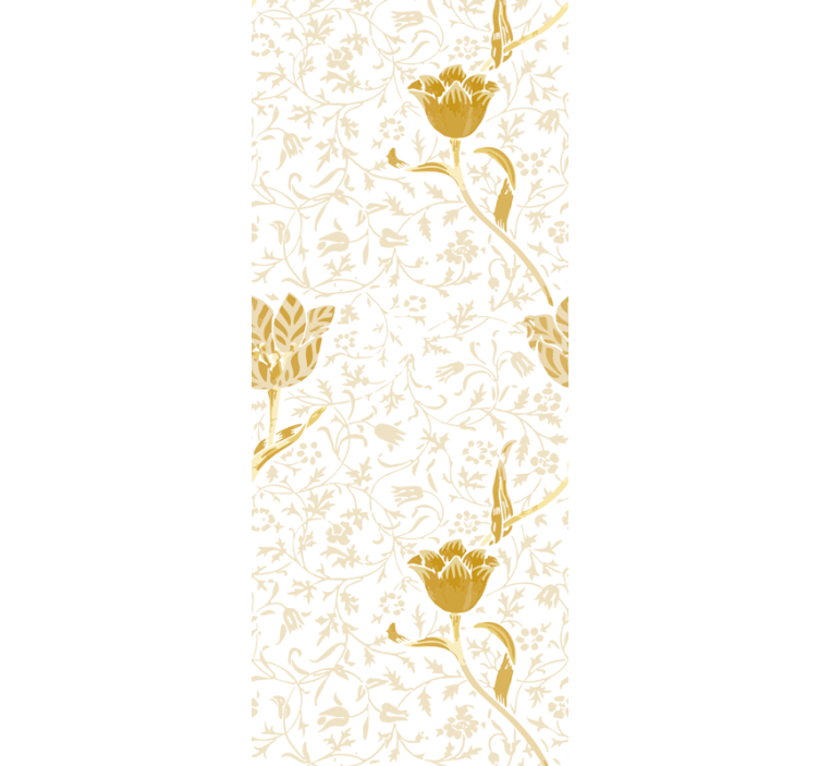 papel de parede flores desenho floral dourado - TenStickers