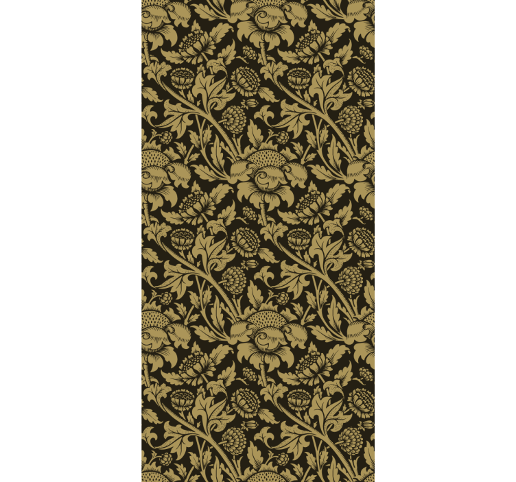 papel de parede floral tema verde dourado - TenStickers