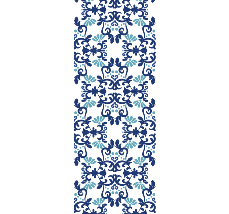papel de parede azulejo mosaico azul ornamentado - TenStickers
