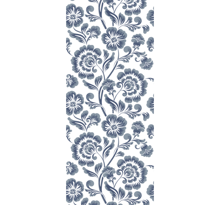 papel de parede floral estampa elegante azul marinho - TenStickers