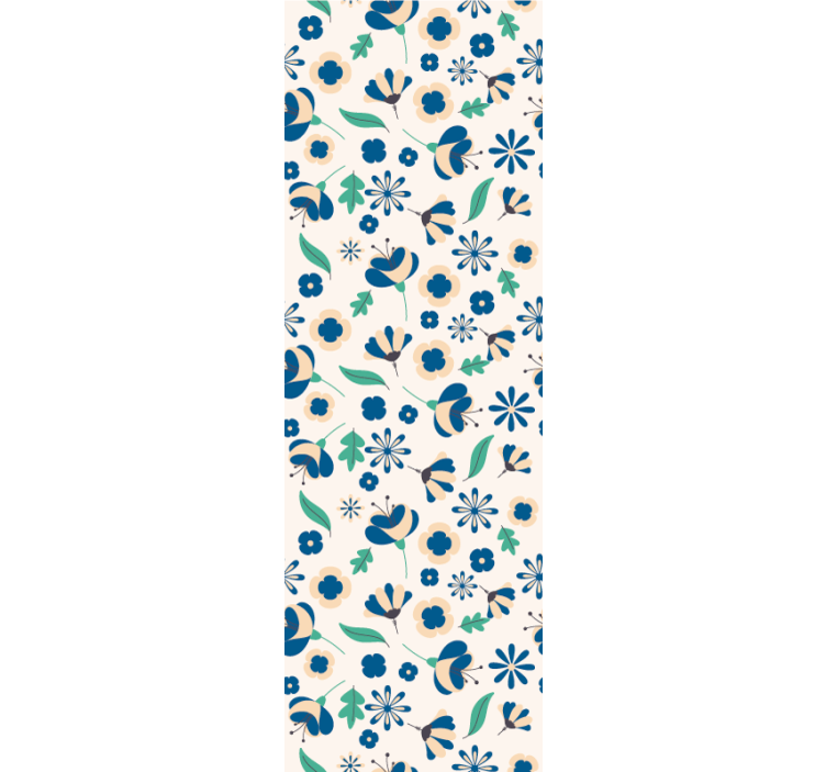 Papel de parede flores padrão azul floral - TenStickers