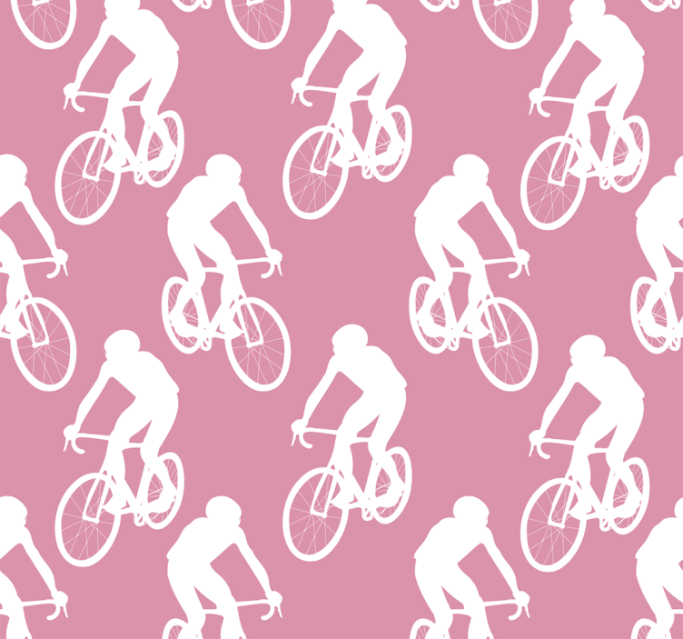 papel de parede rosa padrão de ciclistas brancos - TenStickers