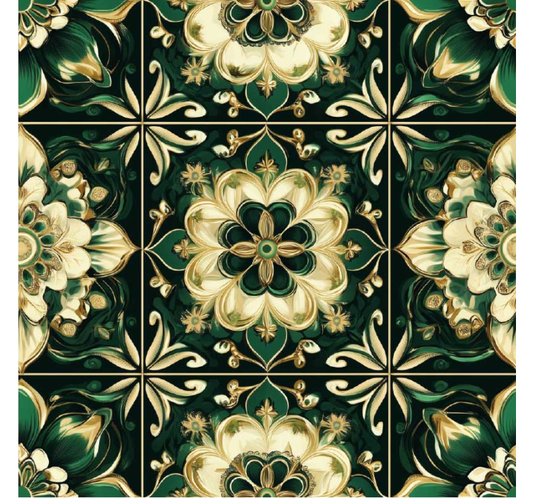 papel de parede para cozinha azulejos de mosaico botânico - TenStickers