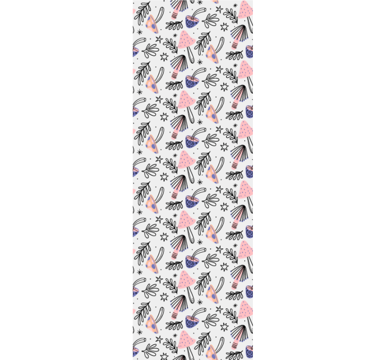 Papel de parede natureza cogumelos e flores clássicas - TenStickers