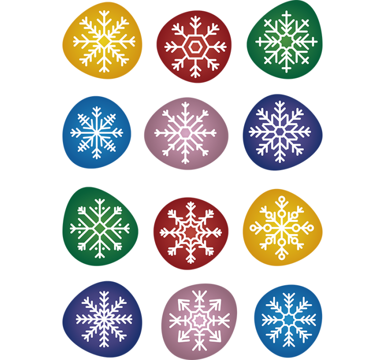 Papel de parede natal flocos de neve coloridos - TenStickers