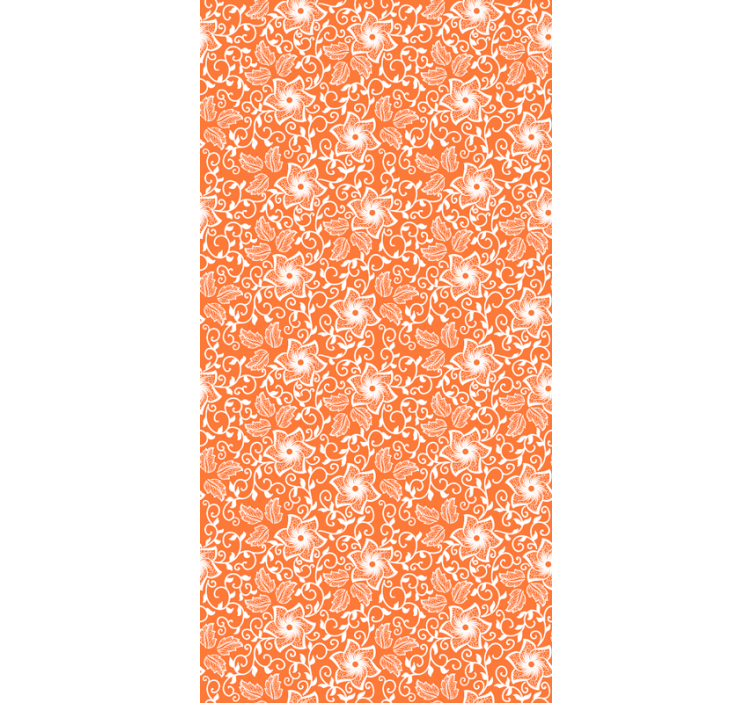 Papel de parede flores padrão laranja paisley - TenStickers