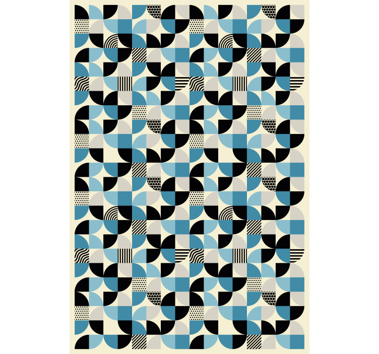 Papel de parede ornamental padrão bauhaus azul retrô - TenStickers