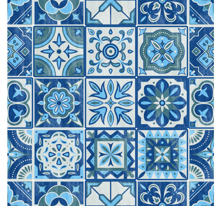 Papel de parede azulejo padrão azul talavera - TenStickers