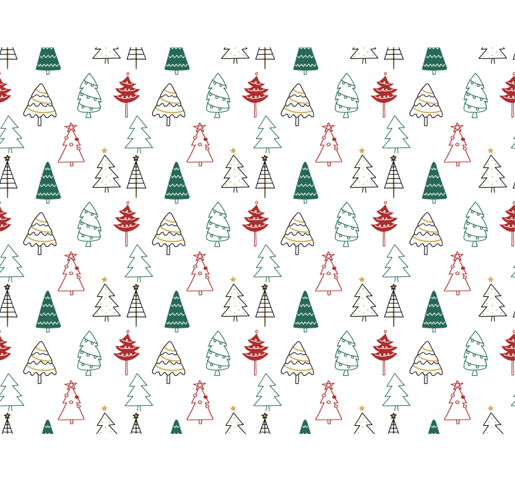 Papel de parede natal com padrão de Árvores festivas - TenStickers