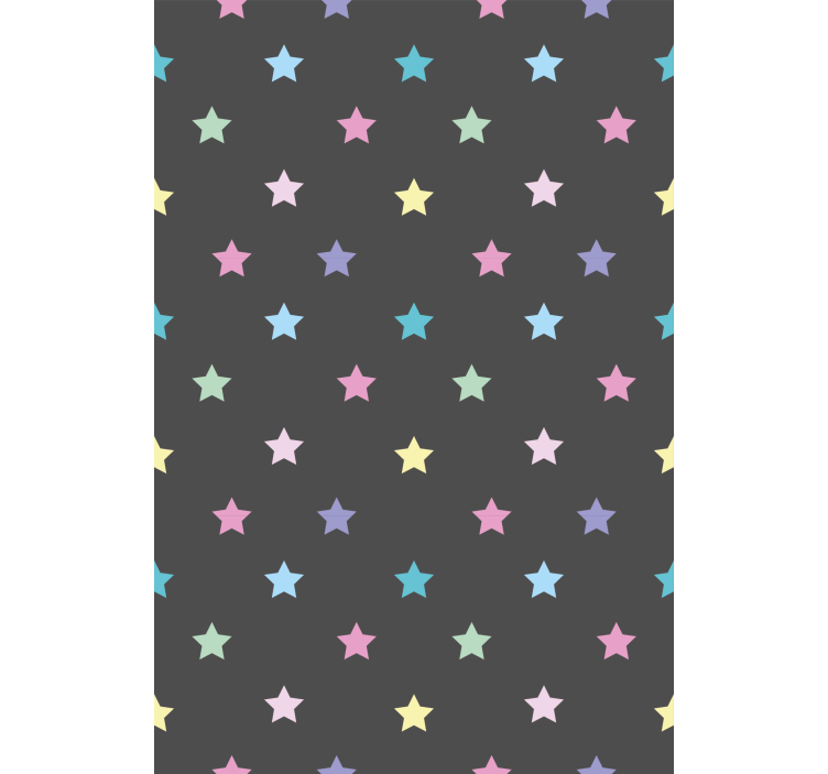 Papel de parede corredor estrelas coloridas em fundo cinza - TenStickers