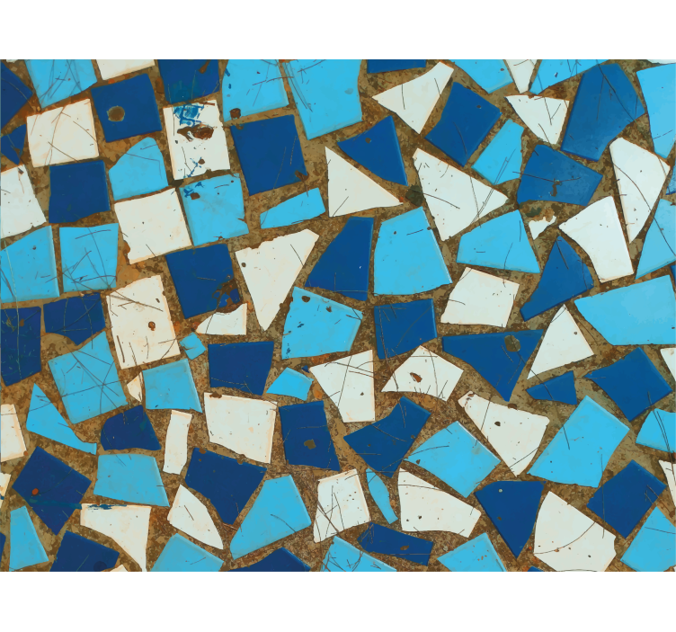 Papel de parede corredor padrão mosaico azul geométrico - TenStickers