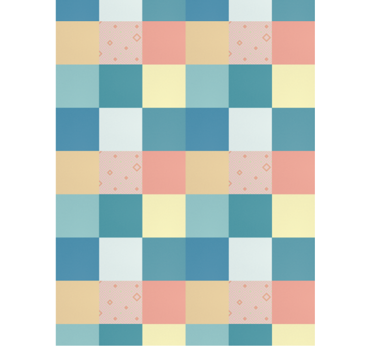 Papel de parede corredor padrão retro colorido em patchwork - TenStickers