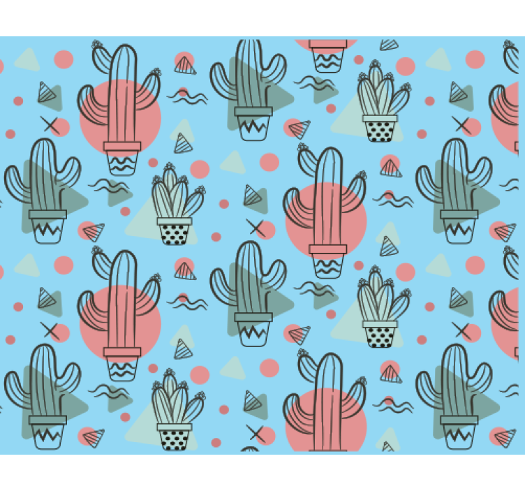 Papel de parede natureza com padrão de cactos - TenStickers