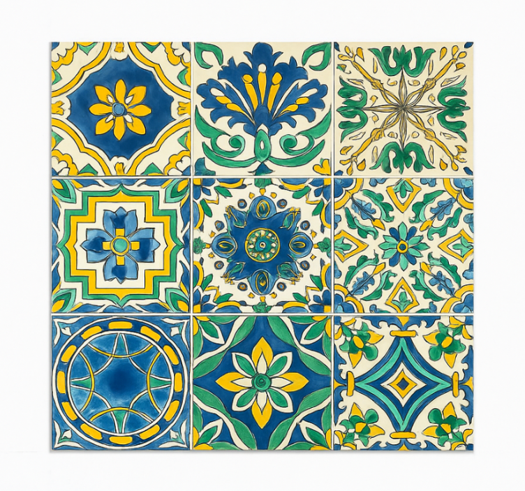 Papel de parede azulejo azulejos mediterrâneos - TenStickers