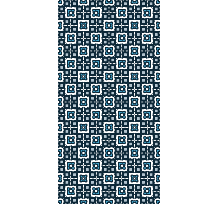 Papel de parede azulejo padrão mosaico azul e branco - TenStickers