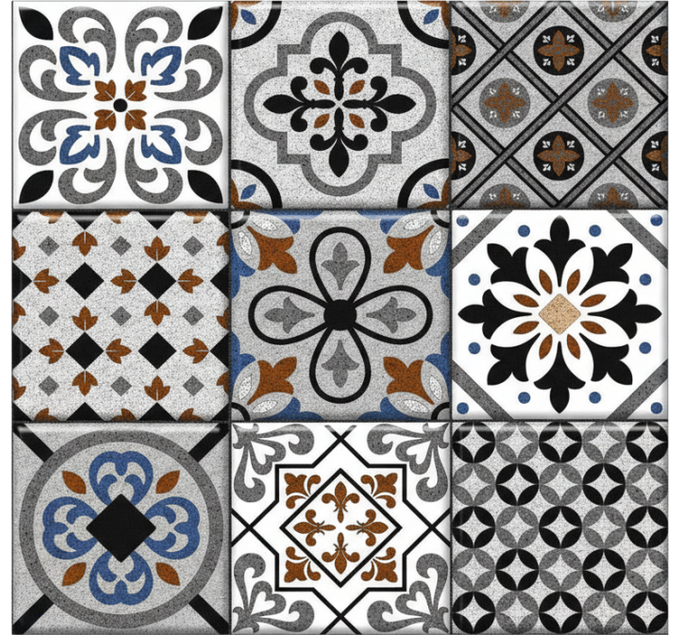 Papel de parede azulejo design marroquino escuro - TenStickers