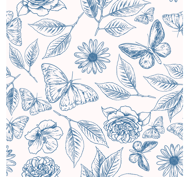 Papel de parede borboletas com design floral - TenStickers