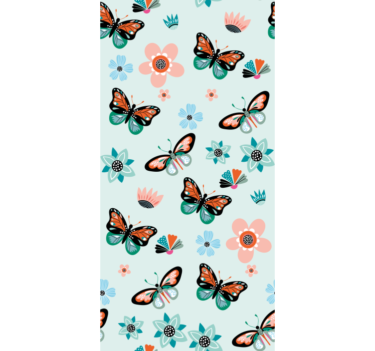 Papel de parede borboletas e flores - TenStickers