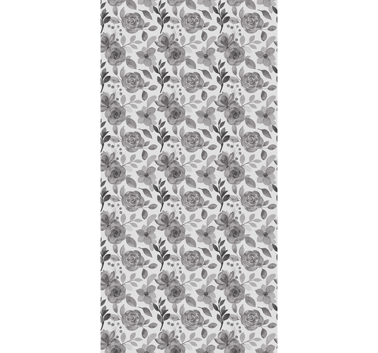 Papel de parede corredor flores cinzas elegantes - TenStickers