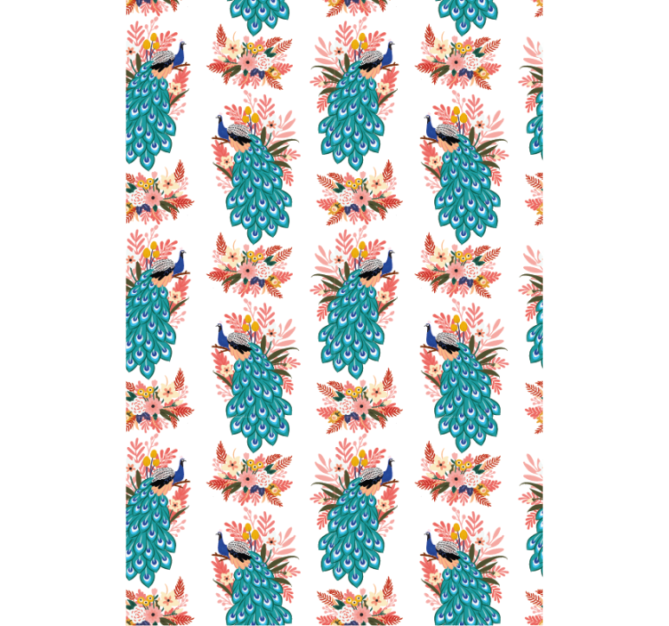 Papel de parede corredor pavões entre flores - TenStickers