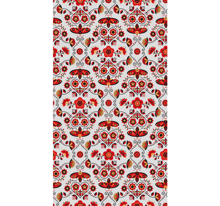 Papel de parede corredor padrão vermelho polonês - TenStickers
