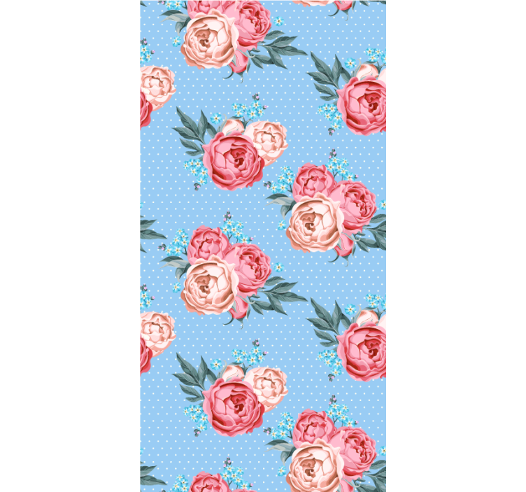 Papel de parede corredor rosas pink em flor azul - TenStickers