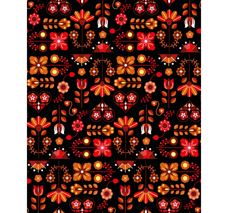 Papel de parede corredor arte popular laranja - TenStickers