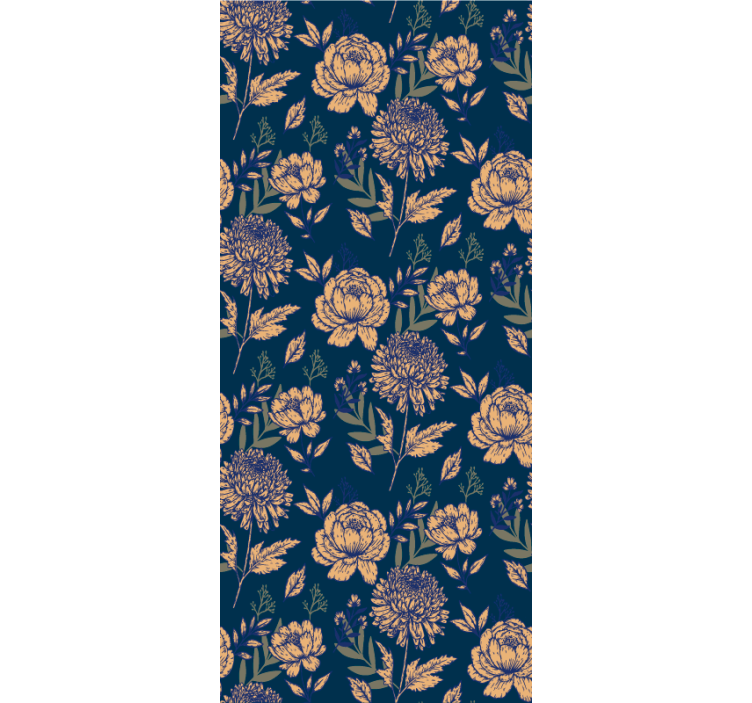 Papel de parede corredor padrão elegante azul marinho - TenStickers
