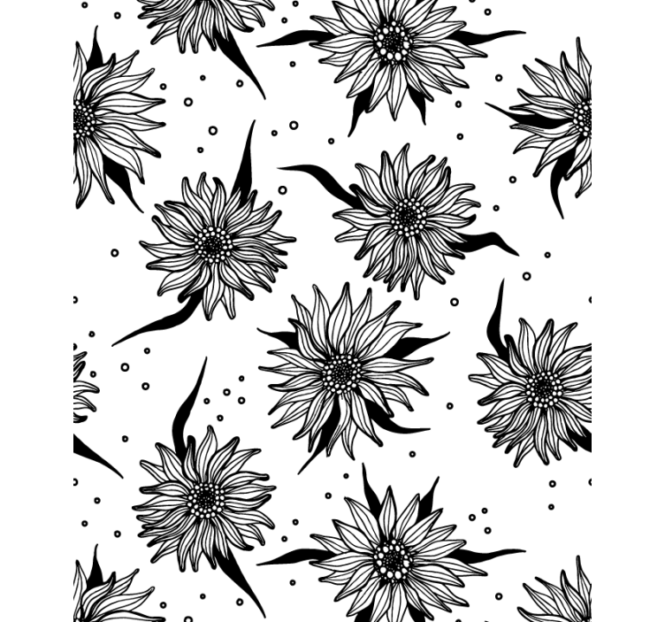 Papel de parede corredor girassóis preto e branco - TenStickers