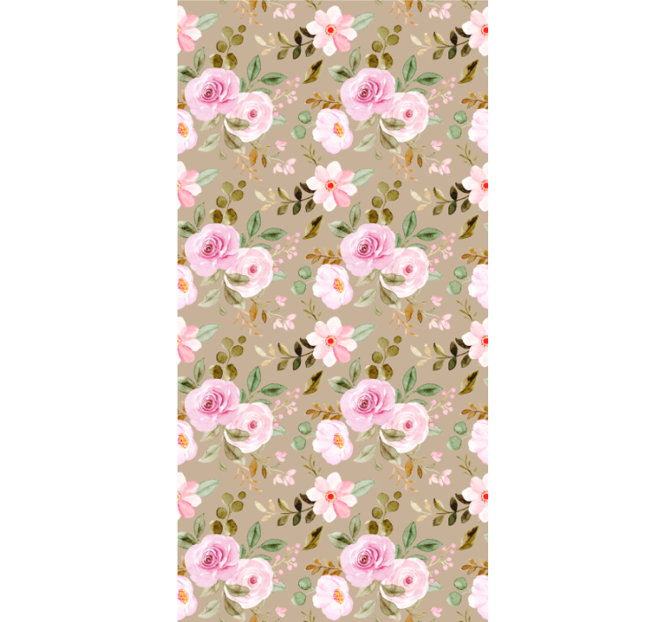 Papel de parede corredor com padrões florais rosa - TenStickers