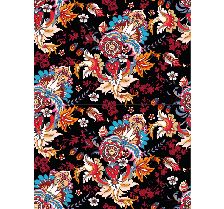 Papel de parede corredor com motivo floral vibrante - TenStickers