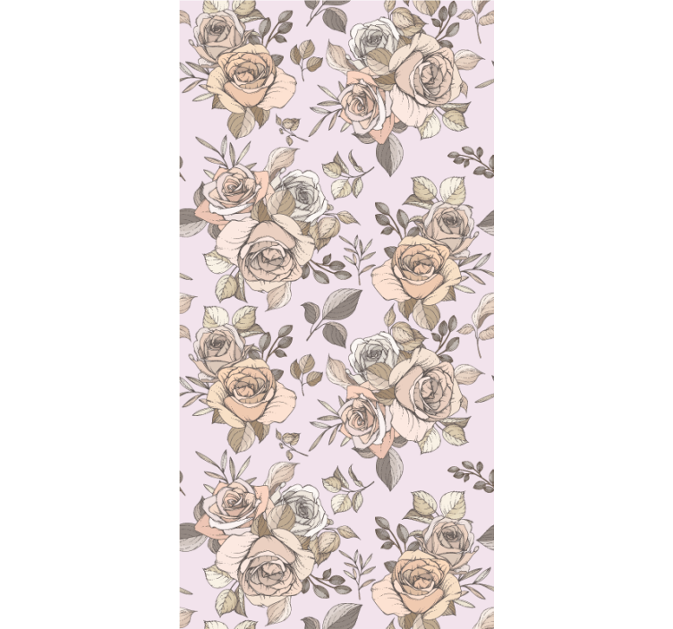Papel de parede corredor com motivo de rosa graciosa - TenStickers