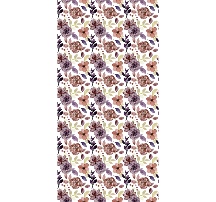 Papel de parede corredor padrão de rosas e flores - TenStickers