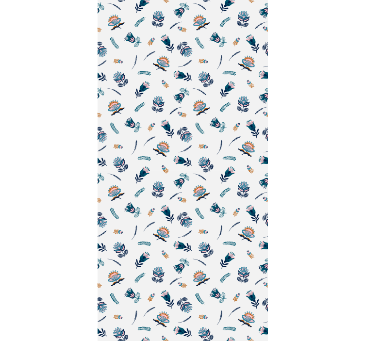 Papel de parede corredor com motivo de arte popular azul - TenStickers