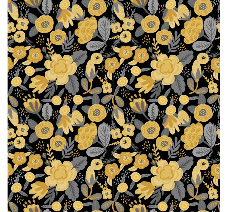Papel de parede corredor padrão botânico amarelo - TenStickers