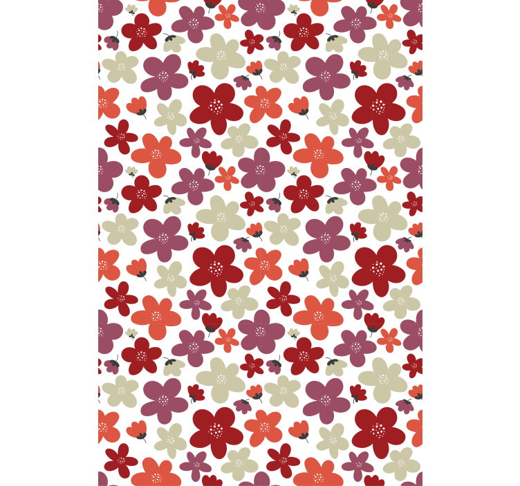 Papel de parede nórdicos com padrão de flores vermelhas - TenStickers