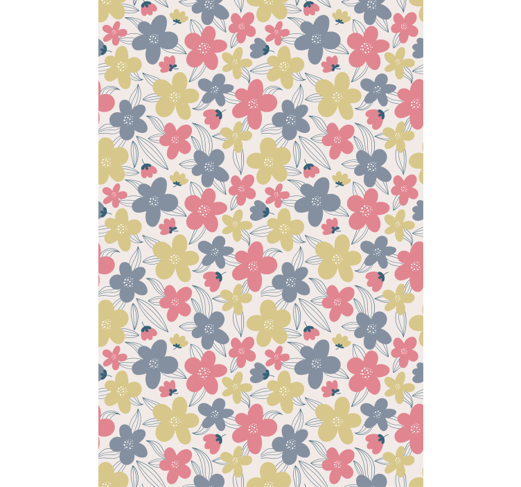 Papel de parede nórdicos com padrão floral em cores claras - TenStickers