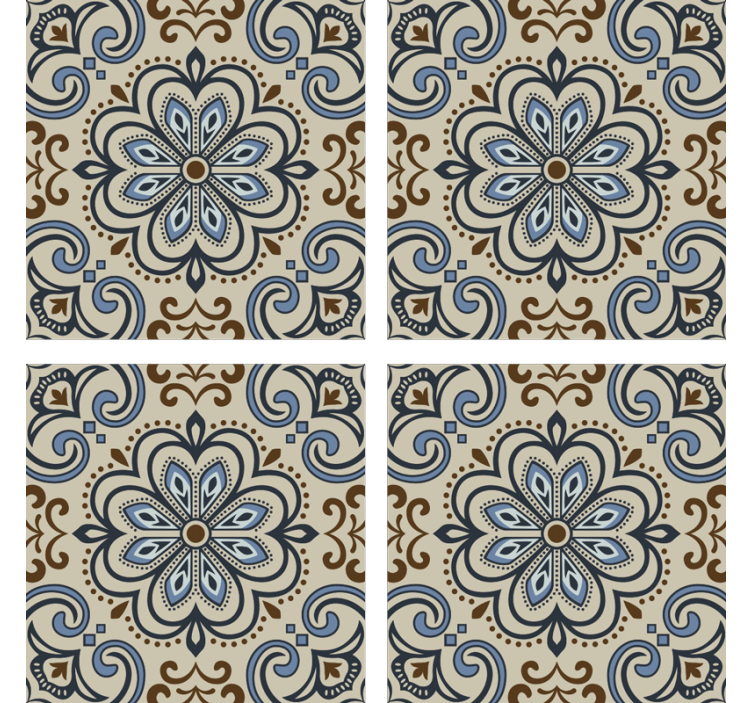 Papel de parede azulejo floral - TenStickers
